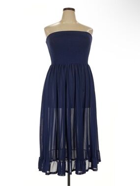 Torrid Maxi Mesh Smocked Cover-Up Tea Dress Beacon Blue Size 4x
